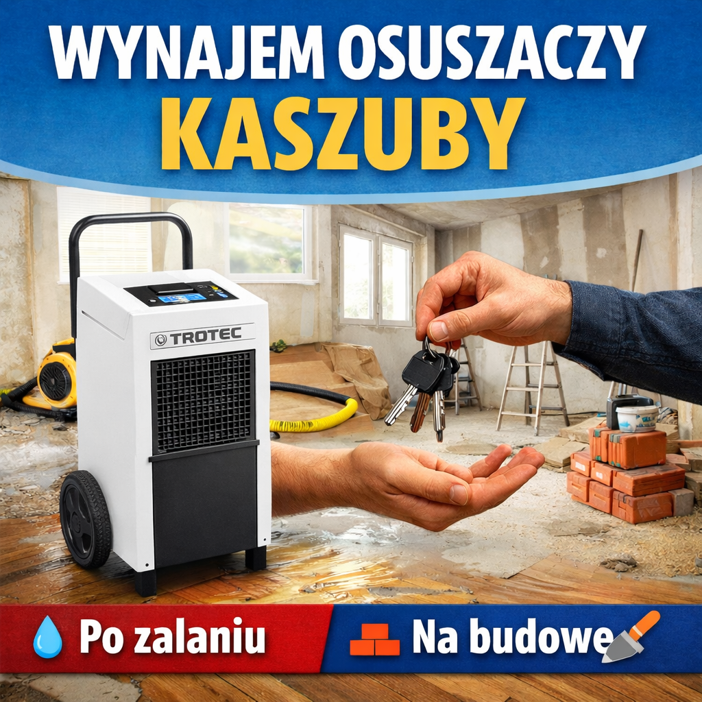 Wynajem osuszaczy powietrza na Kaszubach – osuszanie mieszkań po zalaniu oraz osuszacze budowlane na wynajem